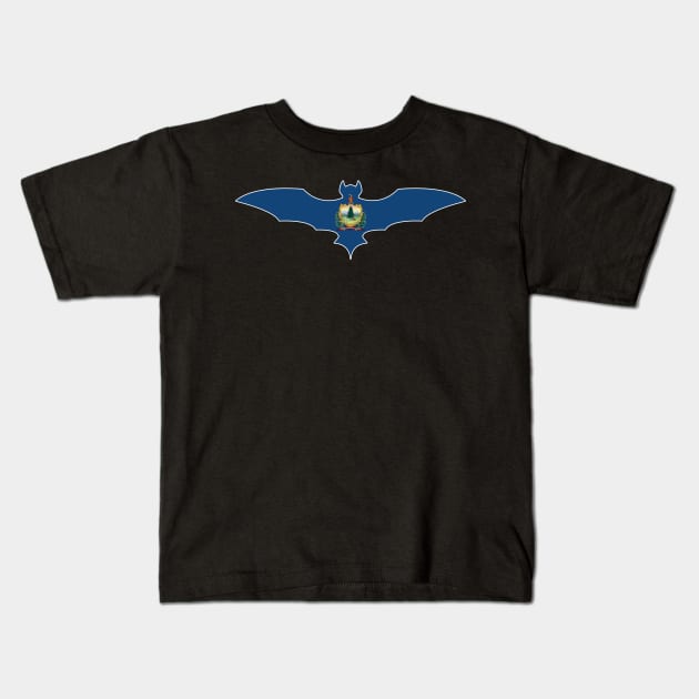 Vermont Bat Flag Kids T-Shirt by Wickedcartoons